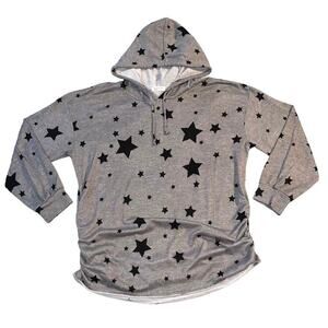 Love Circle Womens Maternity Shirt Top Hoodie Pullover Star Print Gray Black XL